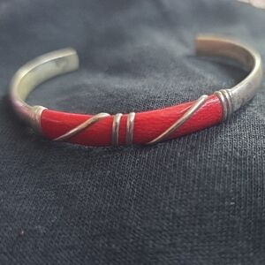 Red and Silver Geometric Bracelet